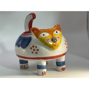 Desimone Made In Italy For Gumpis Hand Painted Kitty Bowl Planter 7" X 6"